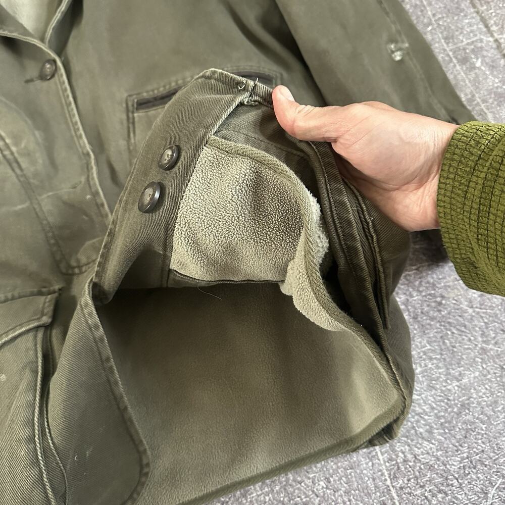Women's Woolrich Dorrington Olive Green Canvas Fleece Lined Barn Chore Jacket M - Picture 5 of 7